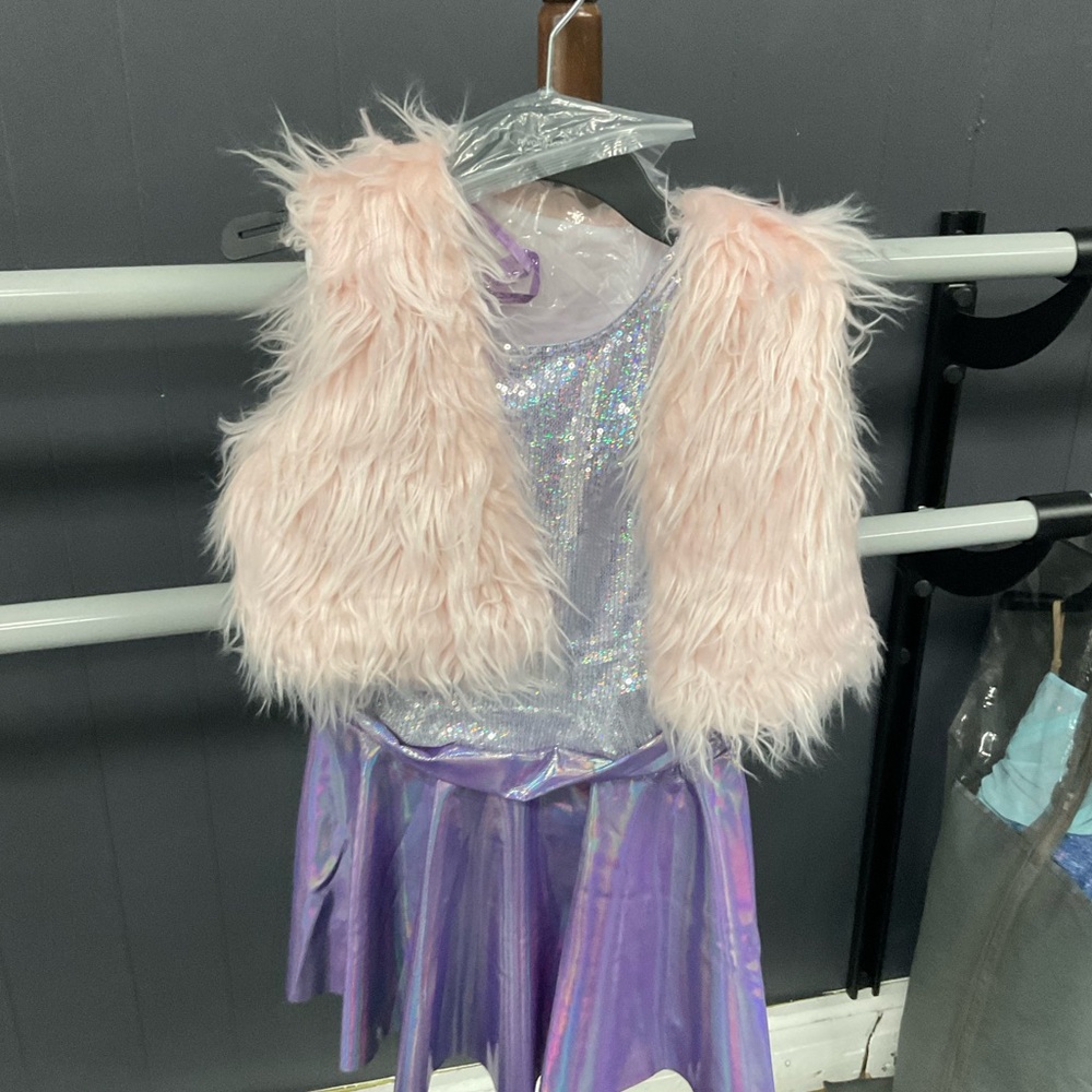 Revolution- D.A.N.C.E. Costume Silver/purple dress with pink fur vest